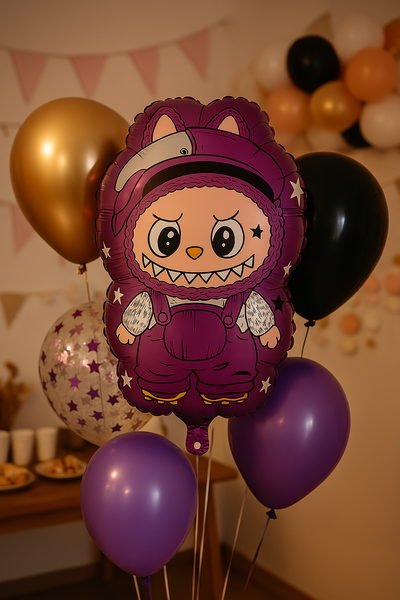 Labubu foil ball purple 70"44 cm, 1 шт., Helium or air, Лабубу
