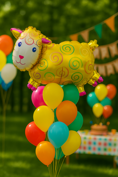 Gold Sheep foil ball (54*74) (China), 1 шт., Helium or air, Свійські тварини