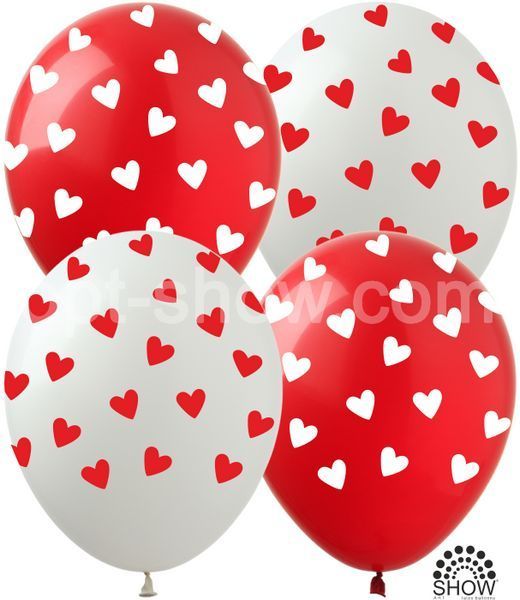 GR-20 12" - Hearts loose 100 pcs, 100 шт., 12"/30см., Mix (Red, White), Hearts