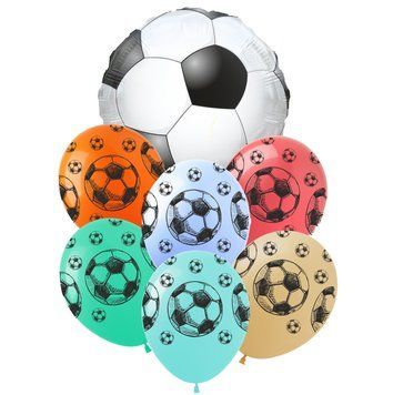 Set of balloons "Soccer ball", 7 шт., 12"/30см., Асорті пастель, Sport
