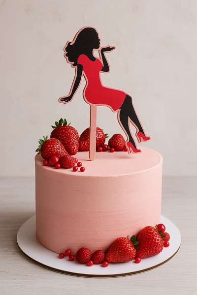 Cake topper "Girl 2" (red) 15*7 cm (1pc), 1 шт., Красный
