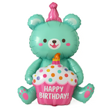 Foil ball 4039 Turquoise bear Happy Birthday (97*77), 1 шт., Аir, Ведмедики