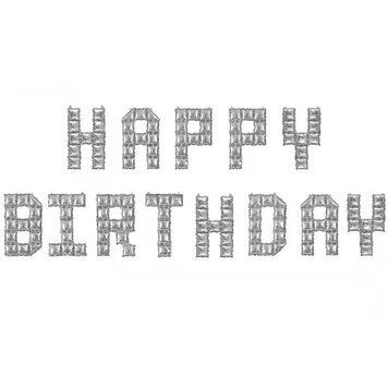 Foil Balloon Set Happy Birthday Pixel Silver (40 cm), 1 шт., 16"/40см, Серебро, Аir, Minecraft