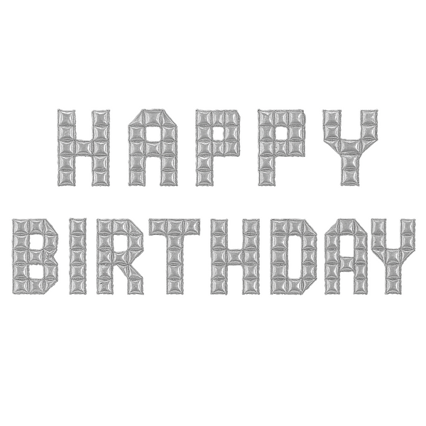 Foil Balloon Set Happy Birthday Pixel Silver (40 cm), 1 шт., 16"/40см, Серебро, Аir, Minecraft