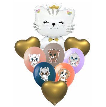 Set of balloons "Little animals", 9 pcs, 12"/30см., Mix (5 colors), Звірятка