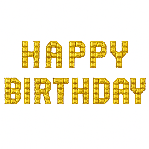 Foil ball Happy Birthday Set Pixel Gold (40 cm), 1 шт., 16"/40см, Золото, Аir, Minecraft