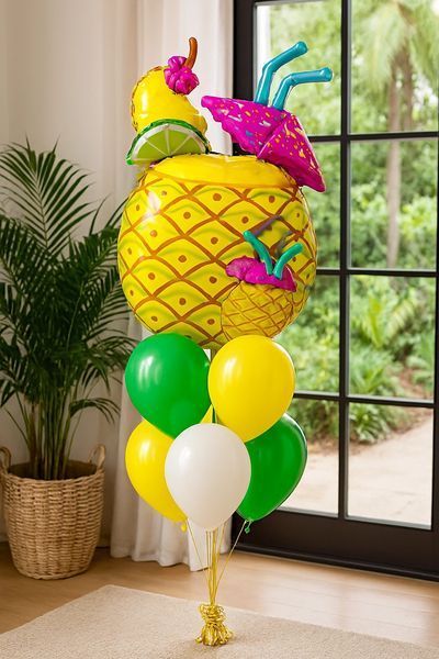 Foil ball Cocktail Tropical drink in pineapple 53 x 84 cm (China), 1 шт., Helium or air, Напої