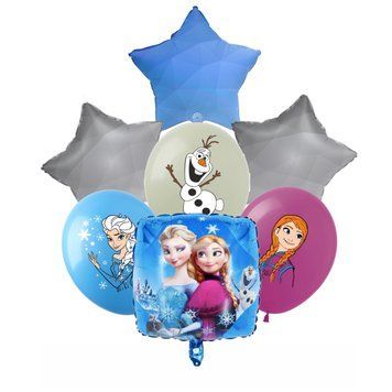 Elsa Frozen Heart Balloon Set, 7 шт., 12"/30см., Mix (3 colors), Frozen