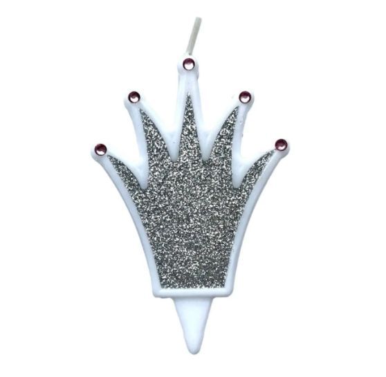 Crown cake candle silver