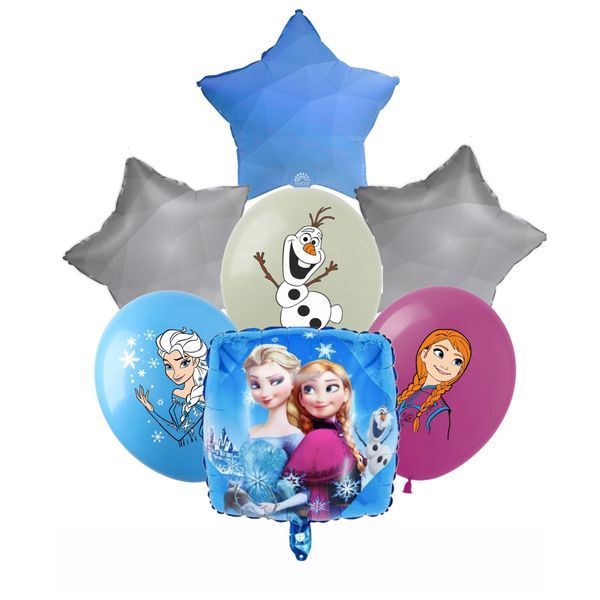 Elsa Frozen Heart Balloon Set, 7 шт., 12"/30см., Mix (3 colors), Frozen