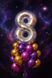 Foil number - 8 (white, stars) (100 cm), 1 шт., 40"/100см, White