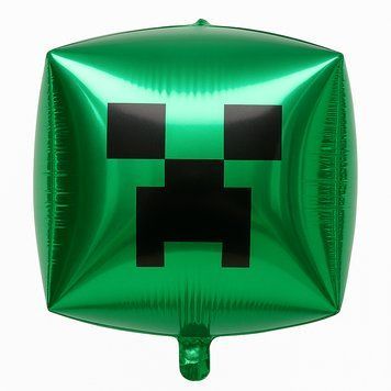 Foil ball Cube green "Minecraft" (55cm*55cm), 1 шт., Helium or air, Minecraft