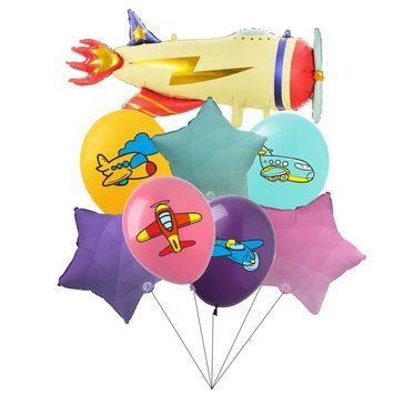 Set of balloons "Airplanes", 8 шт., 12"/30см., Mix (5 colors), Transport