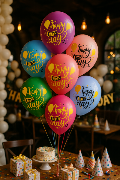 Balloon SDR-133b 12" "Happy Birthday Garland" 50 pcs, 100 шт., 12"/30см., Assorted pastel, Праздник
