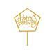 Happy Birthday cake topper pentagon gold (1pc) 16 cm