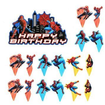 Топпер у торт Happy Birthday Людина Павук (1уп, в уп 12+1) 12 cm/ 5cm) 5902806521770 фото