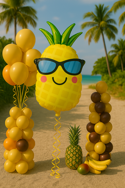 Foil ball Pineapple in glasses (42*72) (China), 1 шт., Helium or air, Фрукти