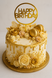 Gold Happy Birthday cake topper (1pc) 16 cm