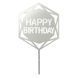 Happy Birthday cake topper silver (1pc) 16 cm