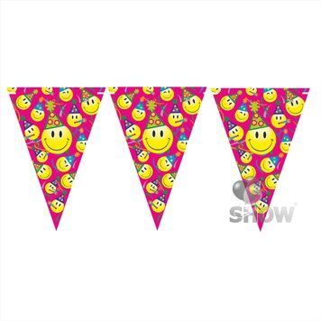Pennant "Smileys" (raspberry), 9 pcs, 180 cm.