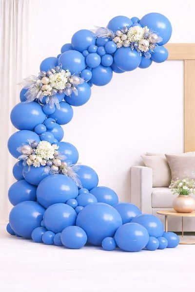 Balloon 12" Dnipro River 054 (30 cm) 50 pcs, 100 шт., 12"/30см., Синій, Круглий, Helium or air