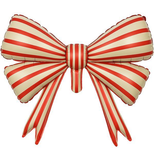 Foil balloon Bow red-beige striped 77*63 cm (China), 1 шт., Helium or air, Події