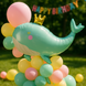 Foil ball Whale with a golden crown (71*93) (China), 1 шт., Helium or air, Дикі тварини