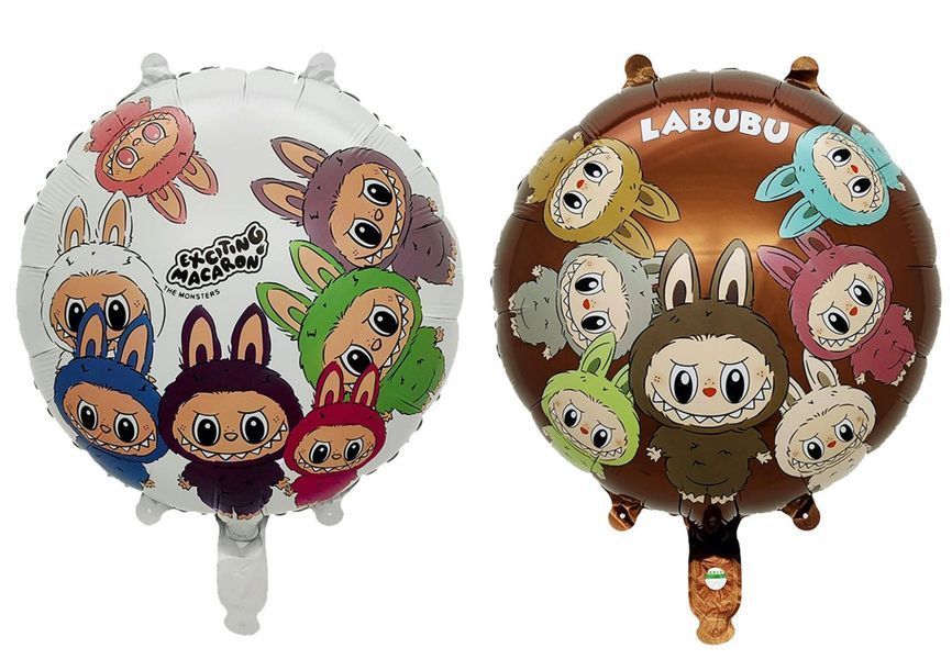 Foil ball Circle 18" Labubu different 2 (China), 1 шт., 18"/45см., Helium or air