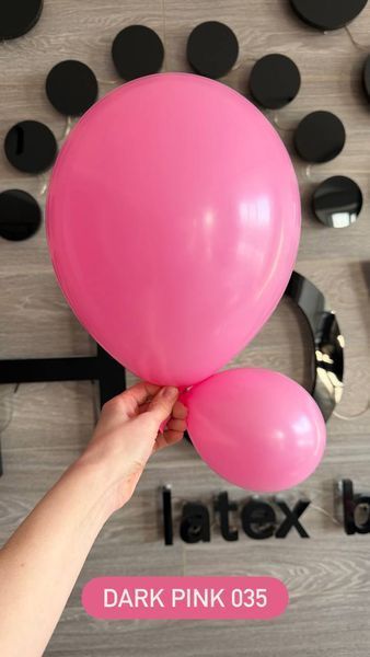 Balloon 12" Dark pink 035 (30 cm) 50 pcs, 100 шт., 12"/30см., Розовый, Круглий, Helium or air