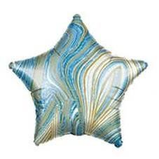 Star foil ball 18" Blue marble (China), Helium or air