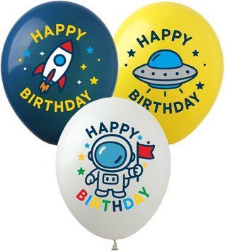 Воздушный шарик SDR-152 12" "Happy Birthday Космос" SDR-152 фото
