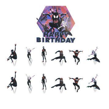 Топпер у торт Happy Birthday Людина Павук (1уп, в уп 12+1) 12 cm/ 5cm) 5902806521886 фото